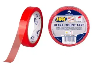 HPX ultra dobbeltklæbende tape transparent, 19mm x 10m