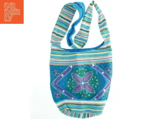 Broderet stofskuldertaske (str. 40x33 cm)