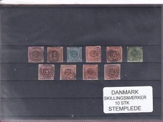 Danmark - Skillingsmærker 10 Stk. - Stemplede