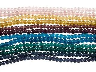 Glas- og facetperler, diam. 4 mm, hulstr. 1 mm, 12x45stk./ 1 pk.