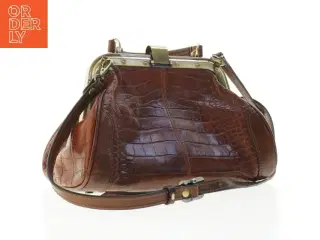 Gianni Conti Brun krokodillepræget håndtaske SOM NY (str. 30 x 15 x 19 cm)