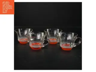 4 gamle Glas kopper med farvet bund (str. Ø 9x6 cm)