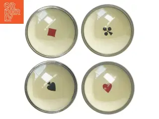 Vintage Glas skåle med spillekort symboler (str. Ø 7,5 cm)