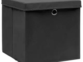Opbevaringskasser med låg 4 stk. 32x32x32 stof sort