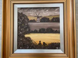 Oliemaleri med mølle