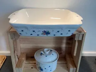 Vintage ovnfast fad+lågkrukke "Provincial Bouquet"