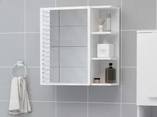 Badeværelsesskab med spejl 62,5x20,5x64 cm konstrueret træ hvid