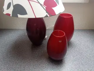 Holmegaard Cocoon lampe og to vaser