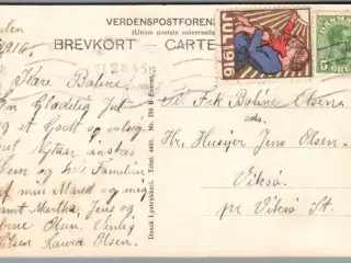 Julemærke 1916 på Postkort