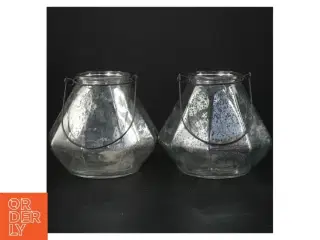 2 Glaslanterner med hank (str. Ø. 15 cm. )
