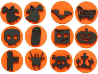 Skumstempler, halloween, diam. 7,5 cm, tykkelse 2,5 cm, 6stk./ 1 pk.