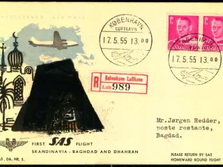 Førsteflyvning - Skandinavien - Bagdad - 17 - 5 -55 - Bagdad-Kuvert