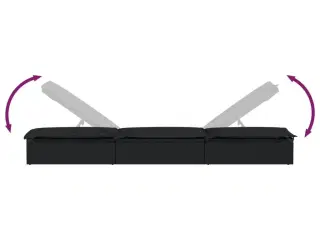 Liggestole 2 stk. med bord polyrattan sort