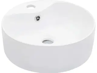 Håndvask med overløb 36 x 13 cm keramik hvid