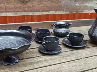 Antikt jydepotte-kaffestel, dele.