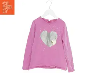 Pink langærmet bluse med hjerteprint fra Lindex (str. 128)