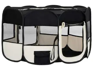 Foldbar hundegård med bæretaske 145x145x61 cm sort