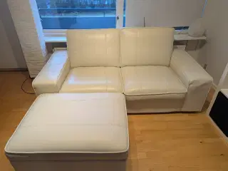 Læder sofa med puf