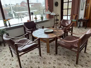 4 Stole læder og Palisandertræ