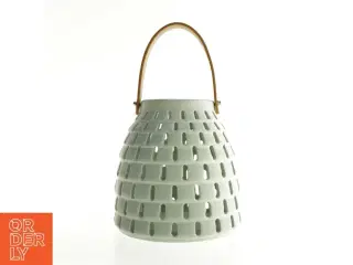 Keramik Lanterne med læder strop håndtag (str. 19 x 19 cm)