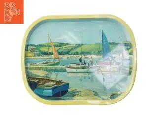 Worcesterware metalbakke fra 1965 med maritimt motiv (str. 41 x. 31,5 cm)