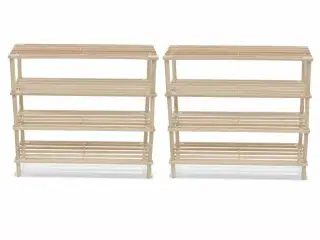 Skoreoler med 4 hylder 2 stk. massivt fyrretræ