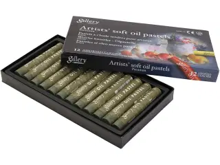 Gallery Oliepastel, L: 7 cm, diam. 11 mm, tykkelse 11 mm, oliven, 12stk./ 1 pk.