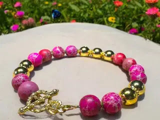 Armbånd i Pink og 18k forgyldt