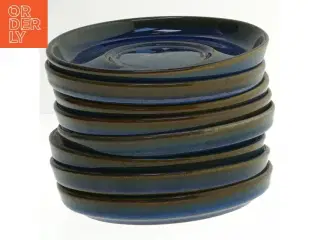 Sæt med 8 små tallerkener i mørkeblå keramisk finish (str. 8 styk. ø. 15 cm)