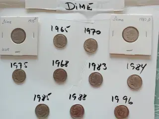 USA Mønter.  Dime. 1 kr stk