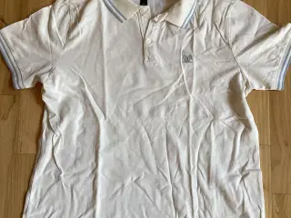 Råhvid polo T-Shirt med lyseblå Strib på krave
