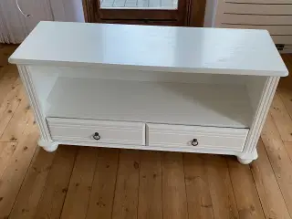 Hvidt TV bord med 2 skuffer