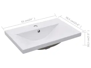 Indbygget håndvask 61x39,5x18,5 cm keramisk hvid