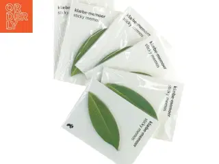 Seks pakker selvklæbende memoer (post-it notes) med bladmotiv (10 cm)