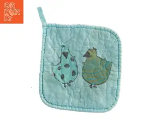 Quiltet grydelap med fuglemotiv (str. 17x16 cm)