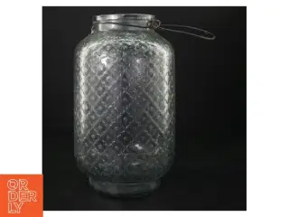 Glaslanterne med mønster (str. H. 24 cm. ø. 14,5 cm)