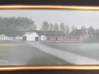 Gårdmaleri af gården Hulsig v/Gærum