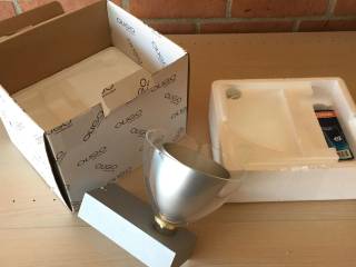 Glas lamper m alu skærm