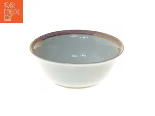 Bing og Grøndal porcelænsskål med rosa og guldkant (str. Ø 19x7 cm)