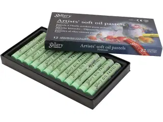 Gallery Oliepastel, L: 7 cm, diam. 11 mm, tykkelse 11 mm, lys grøn, 12stk./ 1 pk.