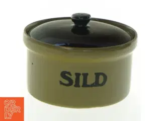 Keramisk sildekrukke med låg (str. Ø 14 cm)