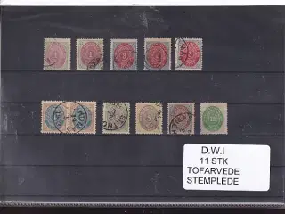 Dansk Vestindien -11 Stk. Tofarvede - Stemplet