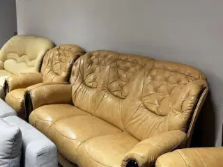 Lædersofa sæt beige