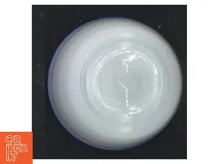 Glasskål med blå kant og dekoration (str. H 12 cm)