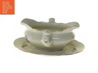 Porcelænssovseskål med guldkanter (str. 24 cm)