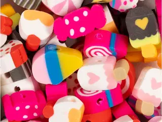Figurperler, Slik, kager og is, diam. 10 mm, hulstr. 1,5 mm, 60stk./ 1 pk.