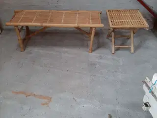 Bambusbænk og skammel/bord