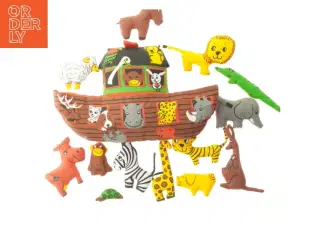 Stofbåd med dyrefigurer Noahs ark(str. 21x33 cm)