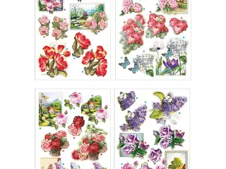 3D Motiver, blomster og sommerfugle, ark 21x30 cm, 4ark/ 1 pk.