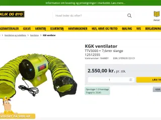 Bygningsventilator, med 2 slanger